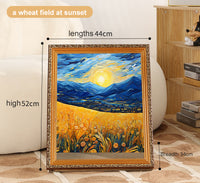 a wheat field at sunset