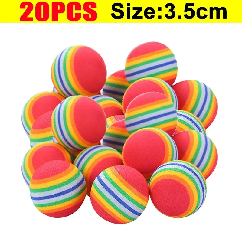 100/10PCS Pet Toy Balls Interactive Rainbow EVA Balls Cat Dog Training Toys Soft Automatic Jumping Balls Pet Playing Supplies