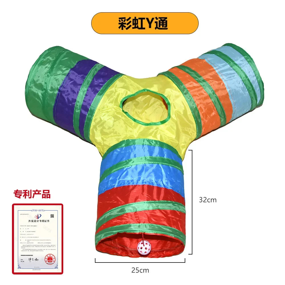 Cat Tunnel Foldable kitty Tunnel Pet Supplies S T Y Cross Pass Play Tunnel Cat Toy Breathable Drill Barrel for Indoor Loud Paper