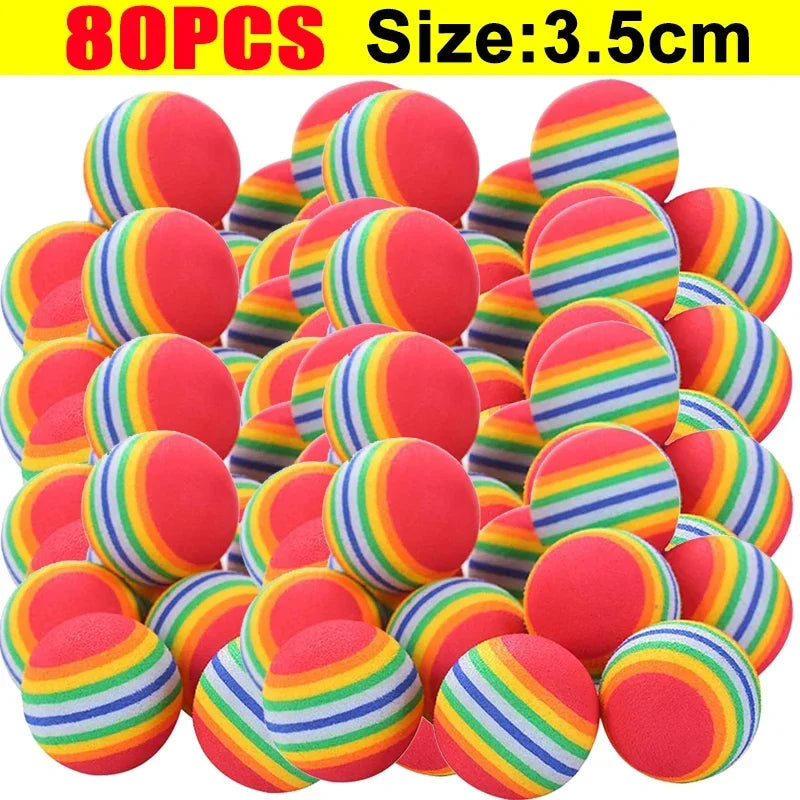 100/10PCS Pet Toy Balls Interactive Rainbow EVA Balls Cat Dog Training Toys Soft Automatic Jumping Balls Pet Playing Supplies