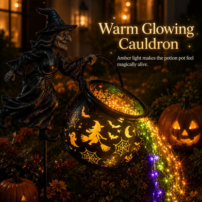 🎃 Halloween Witch Cauldron Garden Light – Magical Outdoor Yard Decor 🧙‍♀️✨