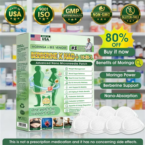 Moringa · Berberine × NAD+ 𝟏𝟎-𝐢𝐧-𝟏 𝐀𝐝𝐯𝐚𝐧𝐜𝐞𝐝 𝐍𝐚𝐧𝐨 𝐌𝐢𝐜𝐫𝐨𝐧𝐞𝐞𝐝𝐥𝐞 𝐏𝐚𝐭𝐜𝐡 — 𝐎𝐧𝐜𝐞 𝐃𝐚𝐢𝐥𝐲, 𝐕𝐢𝐬𝐢𝐛𝐥𝐞 𝐑𝐞𝐬𝐮𝐥𝐭𝐬 𝐢𝐧 𝟕 𝐃𝐚𝐲𝐬