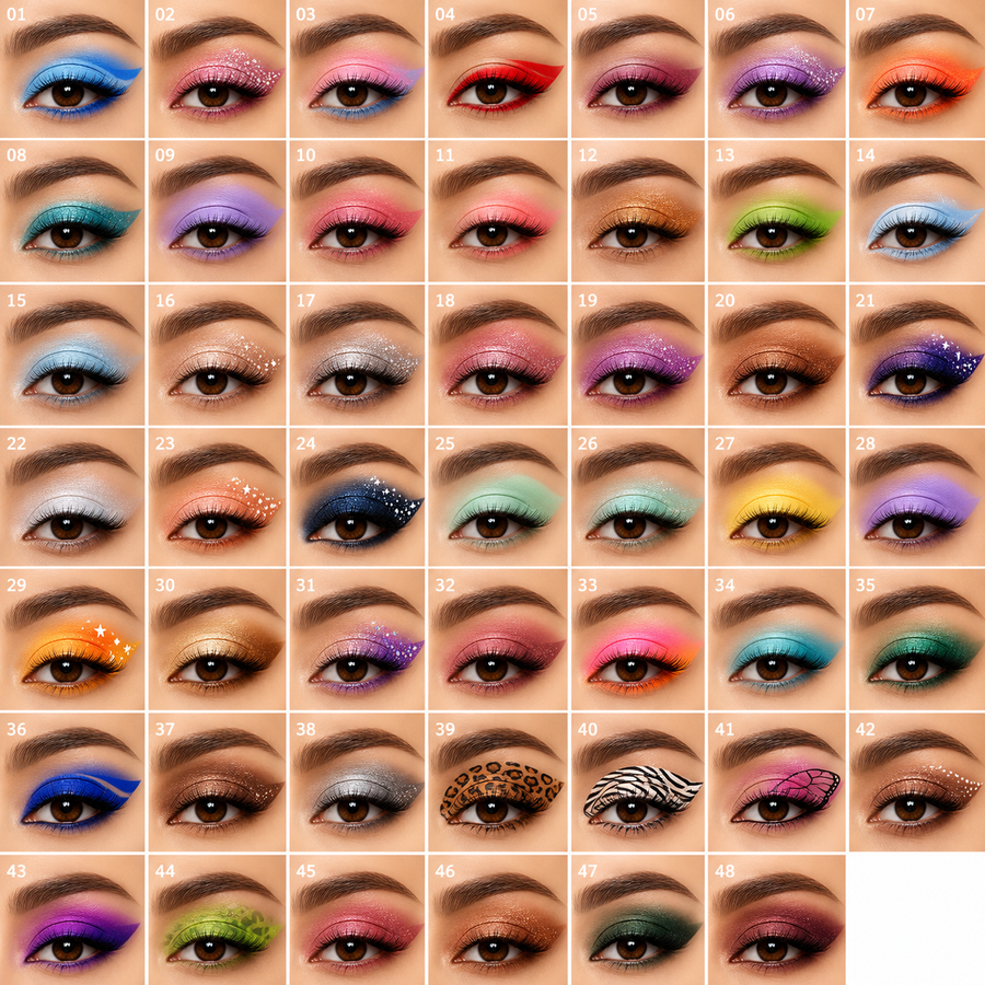 48 Instant Press-On Eyeshadow Looks | Reusable Eye Makeup Stickers