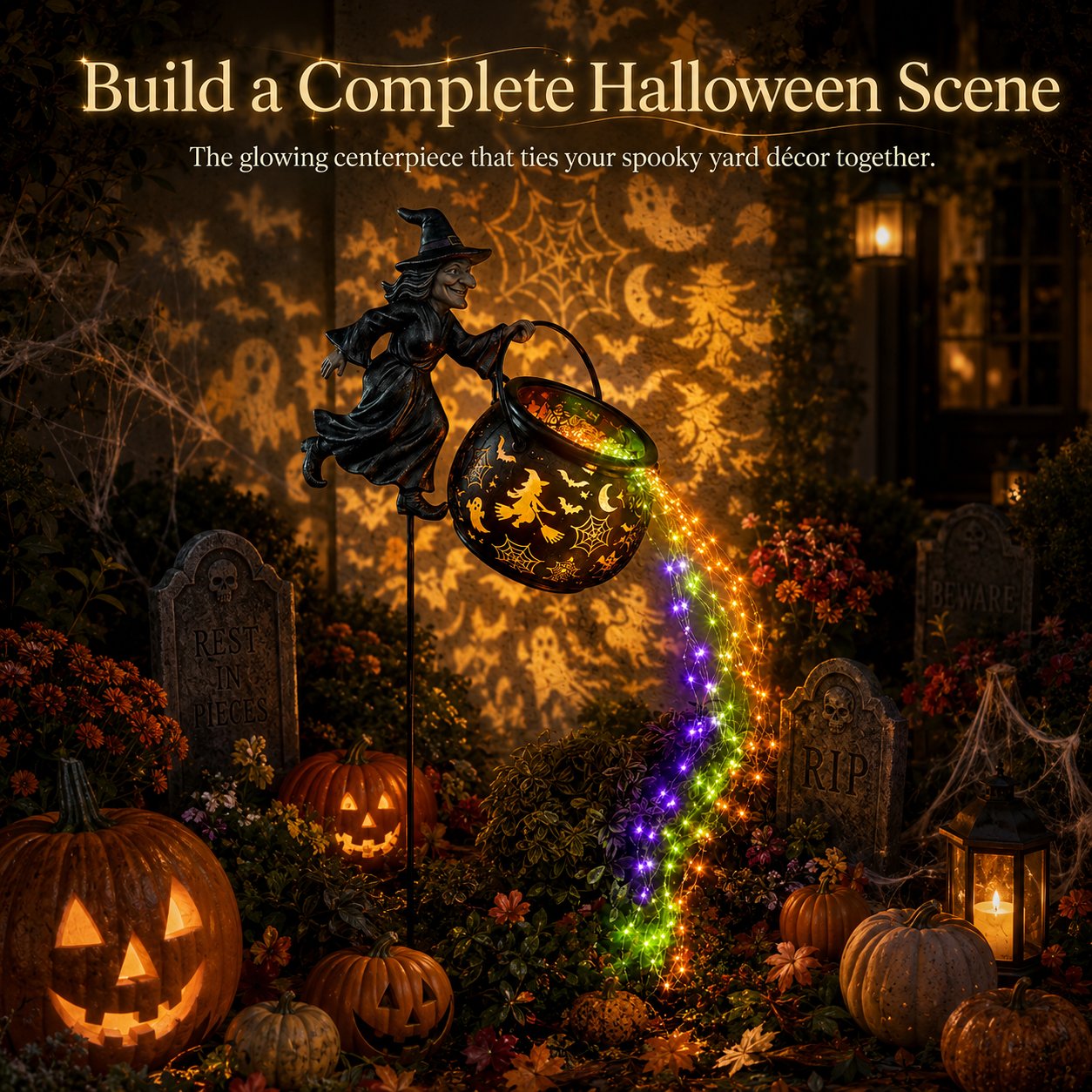 🎃 Halloween Witch Cauldron Garden Light – Magical Outdoor Yard Decor 🧙‍♀️✨