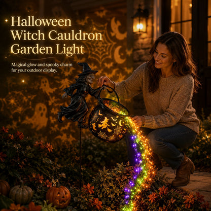🎃 Halloween Witch Cauldron Garden Light – Magical Outdoor Yard Decor 🧙‍♀️✨