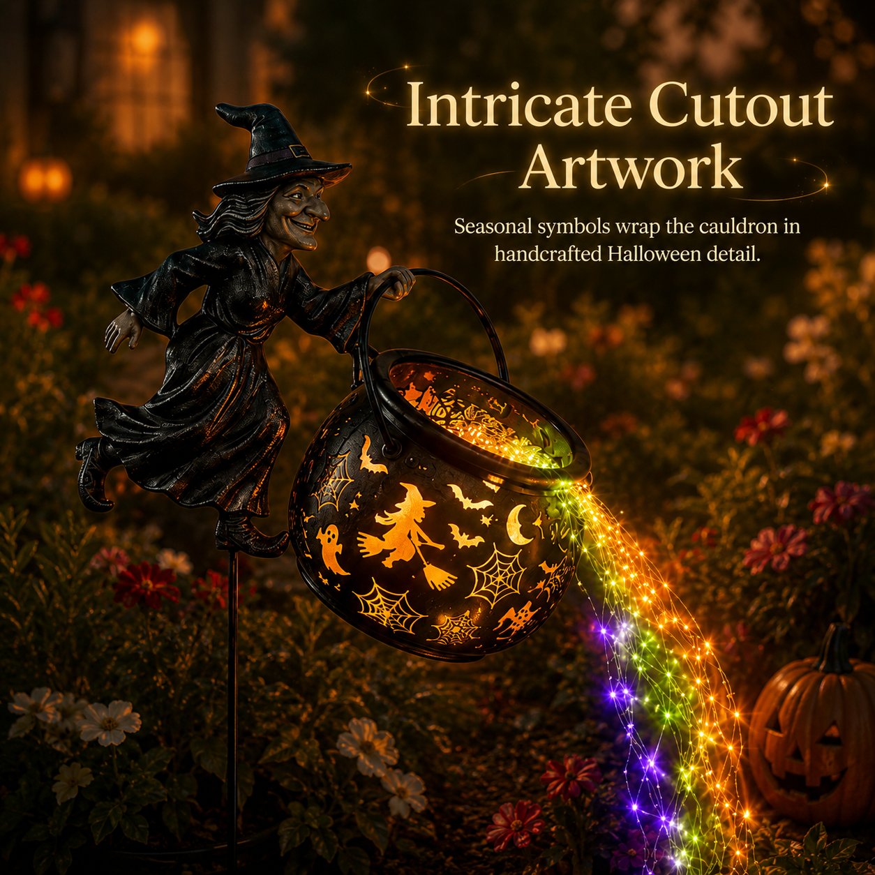 🎃 Halloween Witch Cauldron Garden Light – Magical Outdoor Yard Decor 🧙‍♀️✨