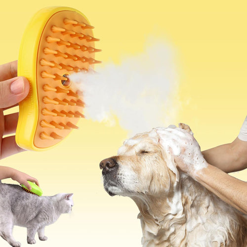 Cozyk™ Patented Exclusive Rechargeable Steam Pet Brush (95°F-113°F) for Pet Bathing