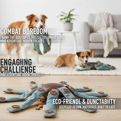 Octopus Dog Toy, the perfect solution for bored dogs; an interactive octopus toy for large breeds; a teething toy for puppies; a durable, challenging chew toy
