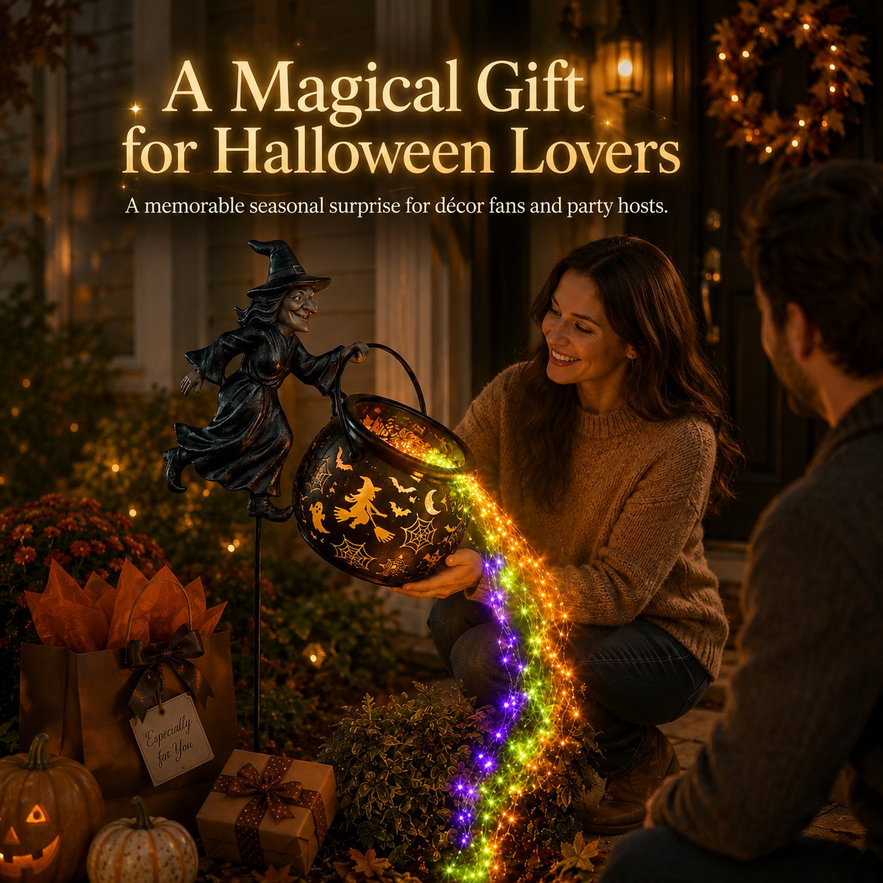 🎃 Halloween Witch Cauldron Garden Light – Magical Outdoor Yard Decor 🧙‍♀️✨