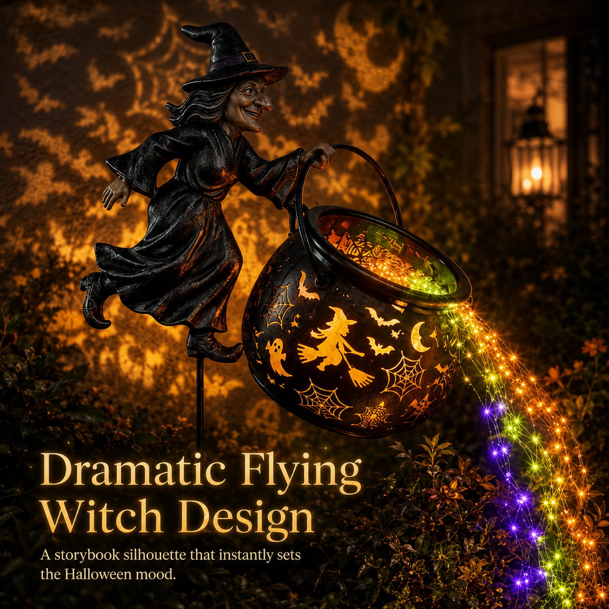 🎃 Halloween Witch Cauldron Garden Light – Magical Outdoor Yard Decor 🧙‍♀️✨