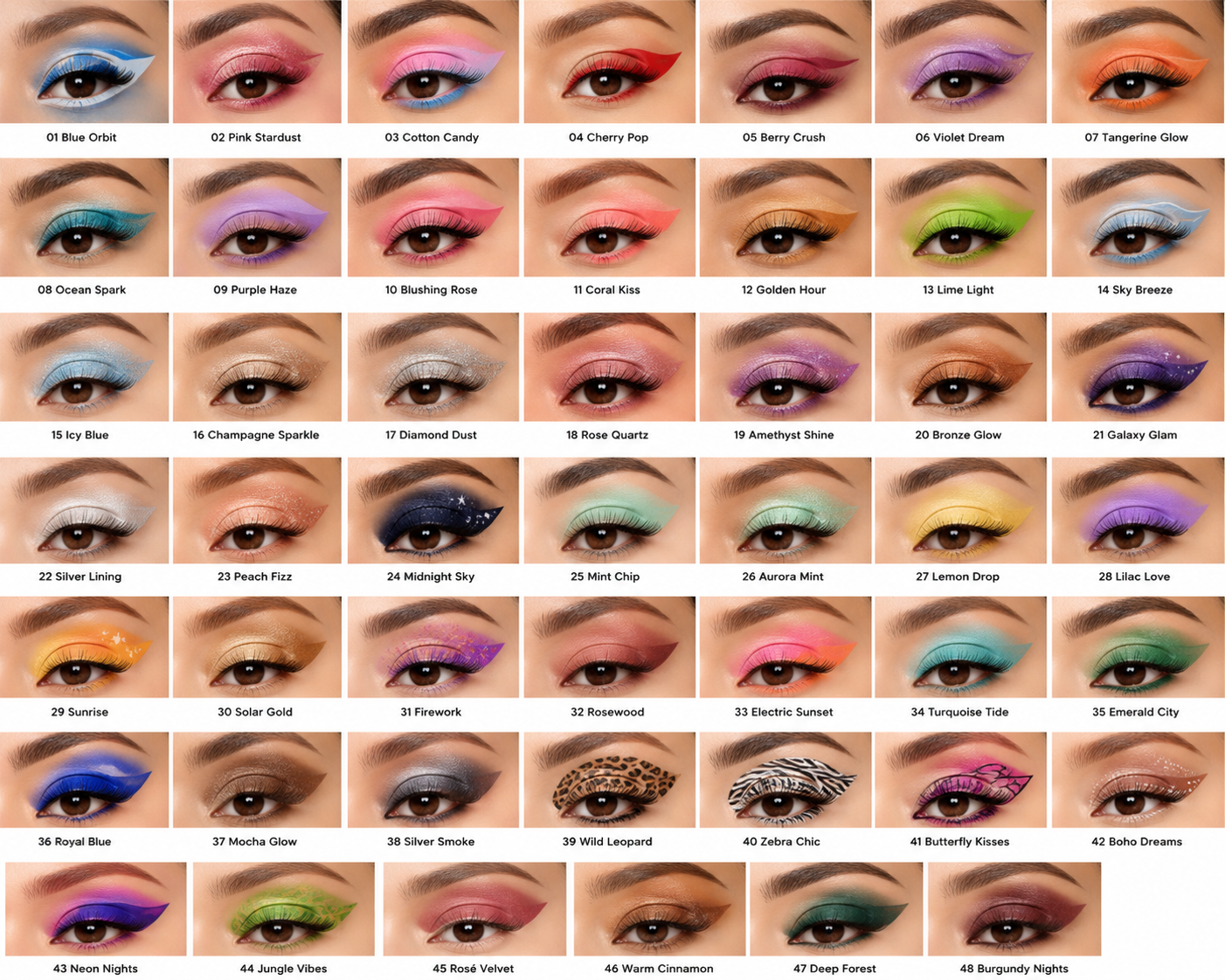 48 Instant Press-On Eyeshadow Looks | Reusable Eye Makeup Stickers