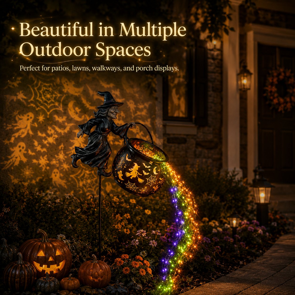 🎃 Halloween Witch Cauldron Garden Light – Magical Outdoor Yard Decor 🧙‍♀️✨