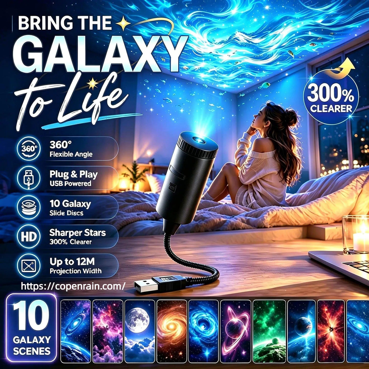 🔥Darolio® Plug-and-Play HD Galaxy & Ocean Projector Night Light🥳50,000+ Happy Users