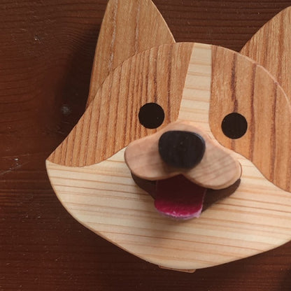 Handcrafted Wooden Shiba Inu Doorbell Wind Chime