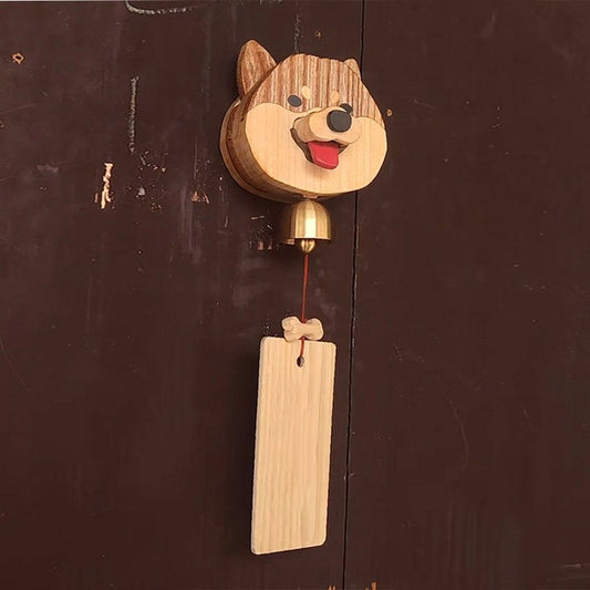 Handcrafted Wooden Shiba Inu Doorbell Wind Chime