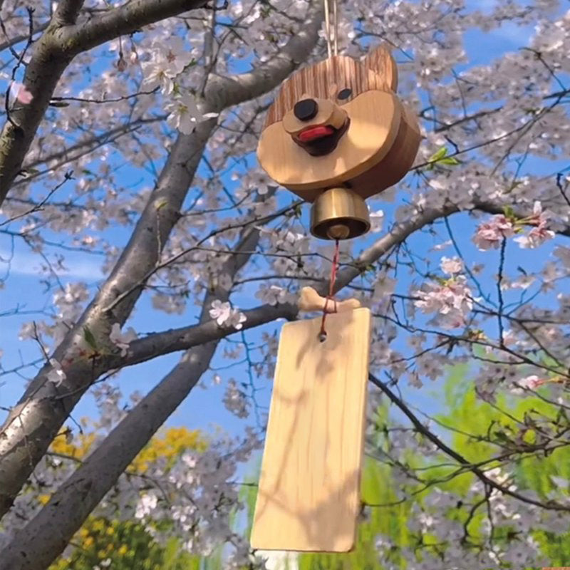 Handcrafted Wooden Shiba Inu Doorbell Wind Chime