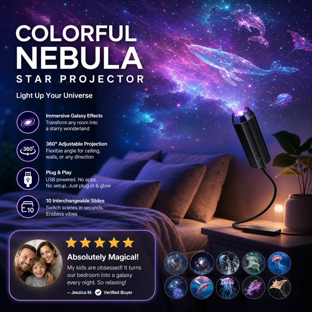 🔥Darolio® Plug-and-Play HD Galaxy & Ocean Projector Night Light🥳50,000+ Happy Users